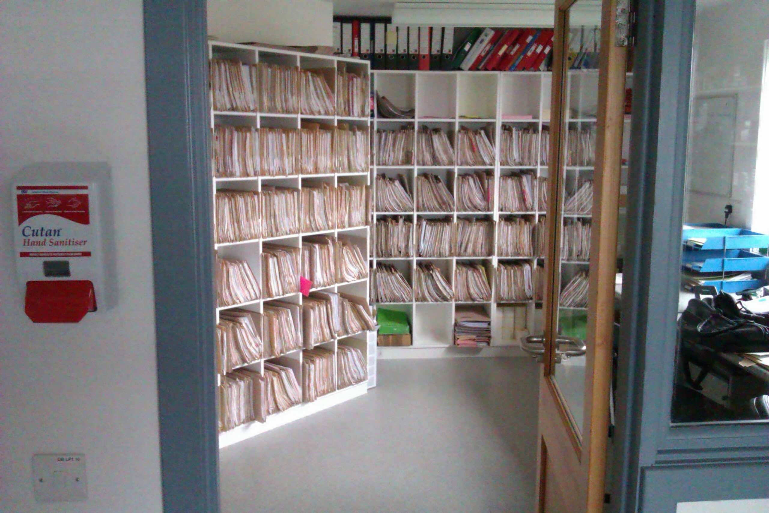 A picture of a GP medical records library